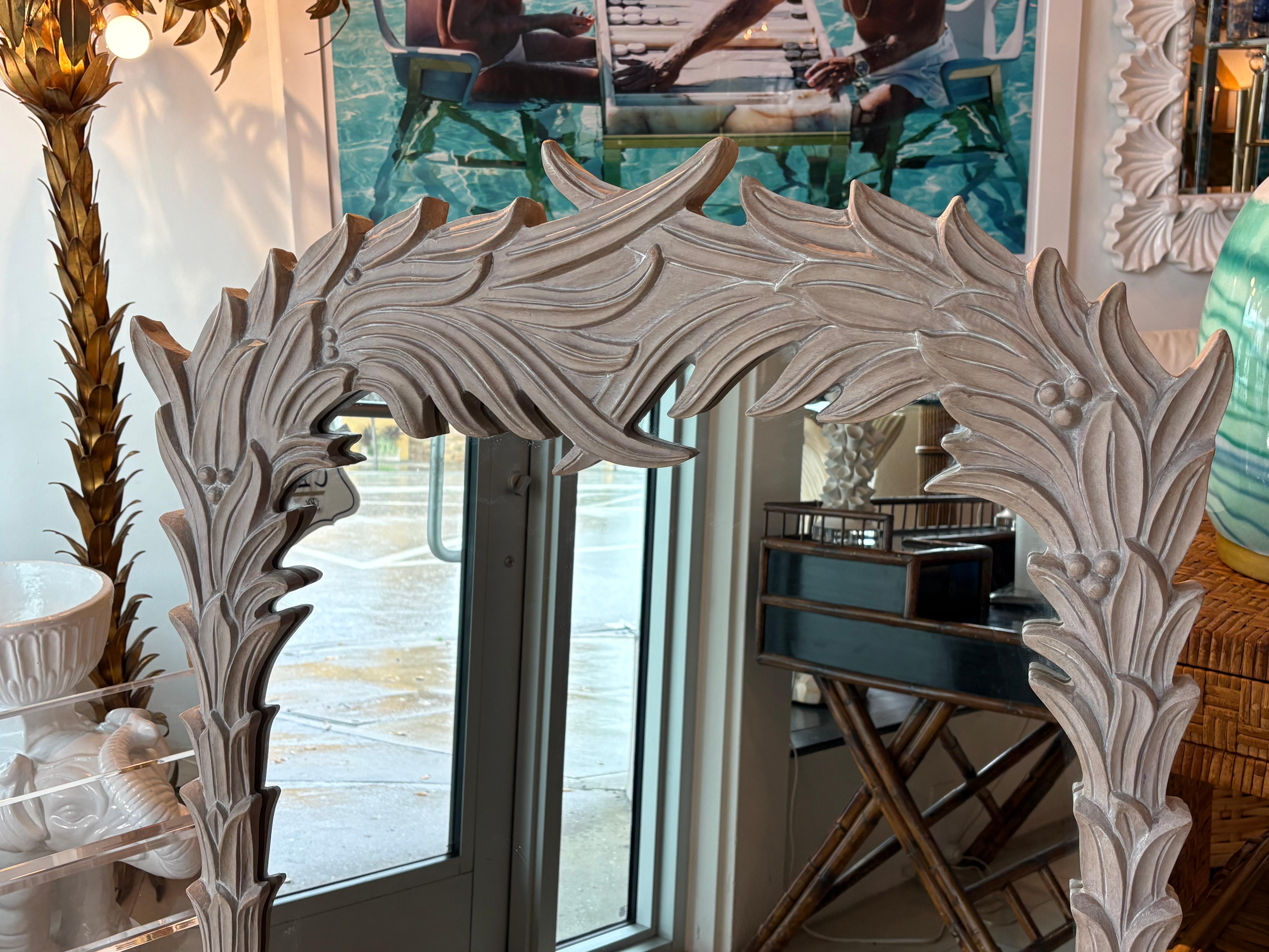 Vintage-Wandspiegel im Serge Roche-Stil aus Palm Beach mit Froschblättern und Blättern, Baum im Angebot 2