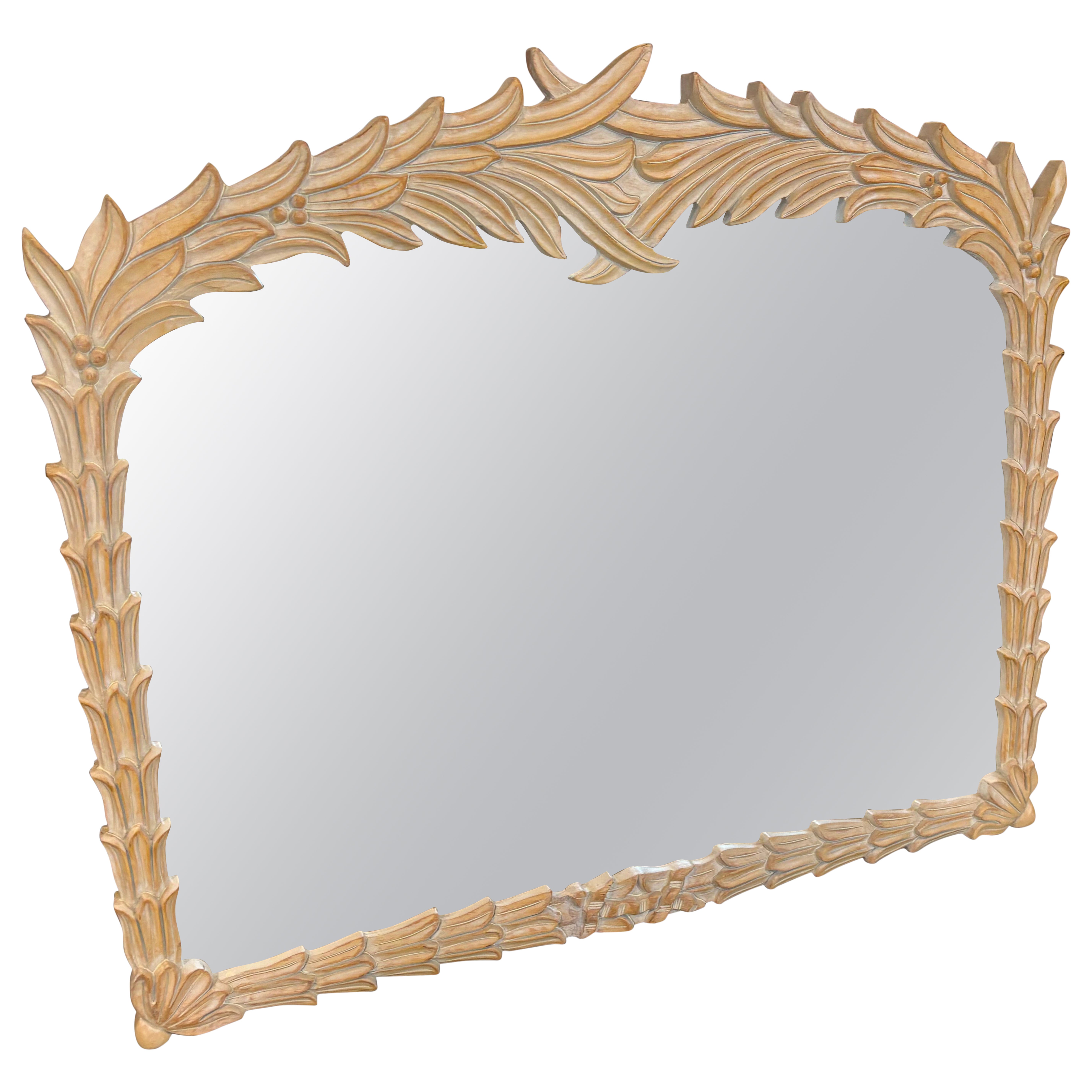 Vintage Serge Roche Style Palm Beach Frond Leaf Leaves Tree Wall Mirror