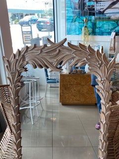Vintage Serge Roche Style Palm Frond Leaf Tropical Wall Mirror