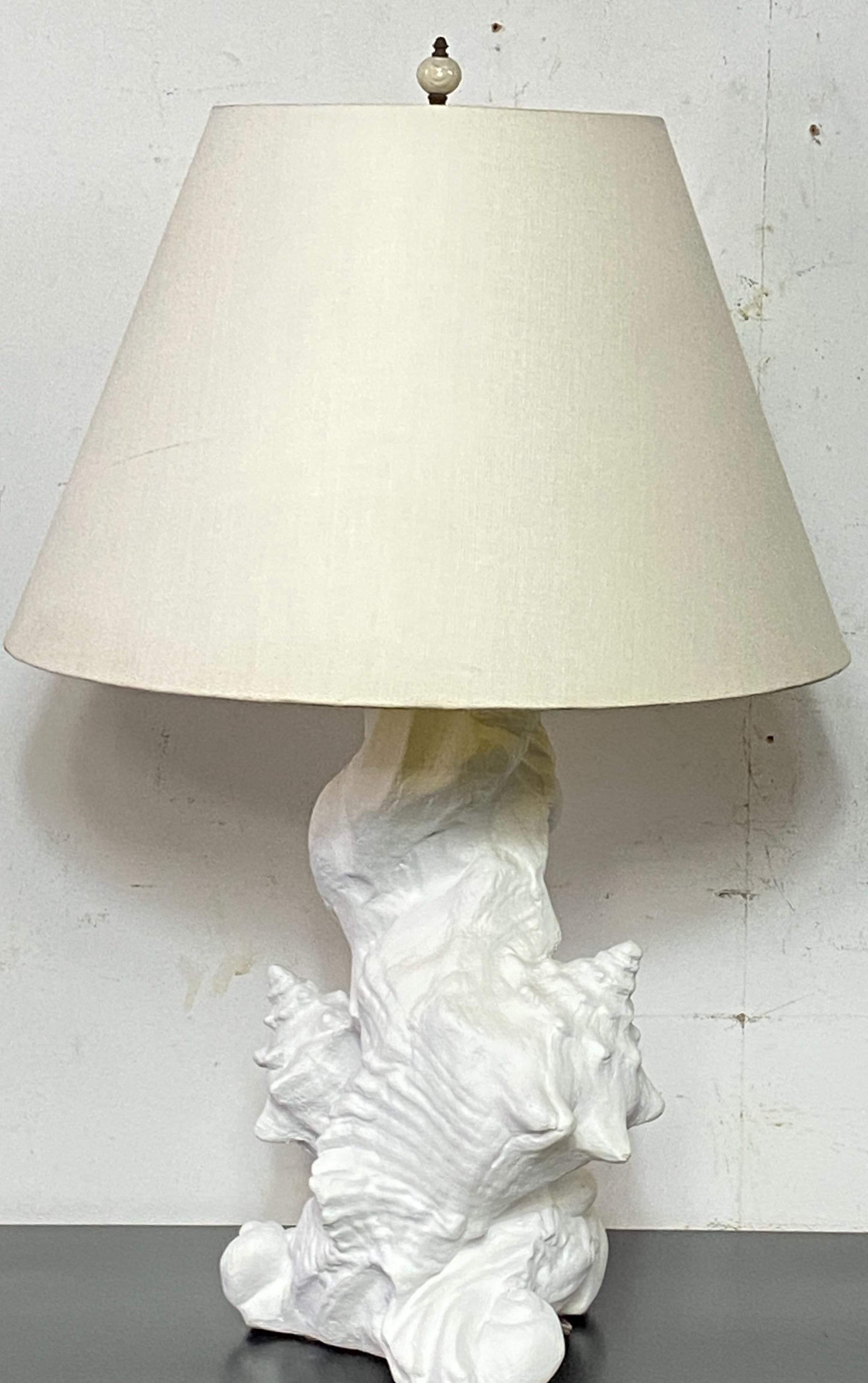 20th Century Vintage Serge Roche Style Plaster Seashell Lamp 1960's For Sale