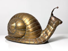 Vintage Sergio Bustamante Escultura Caracol Latón México Mid Century Modern 1970s