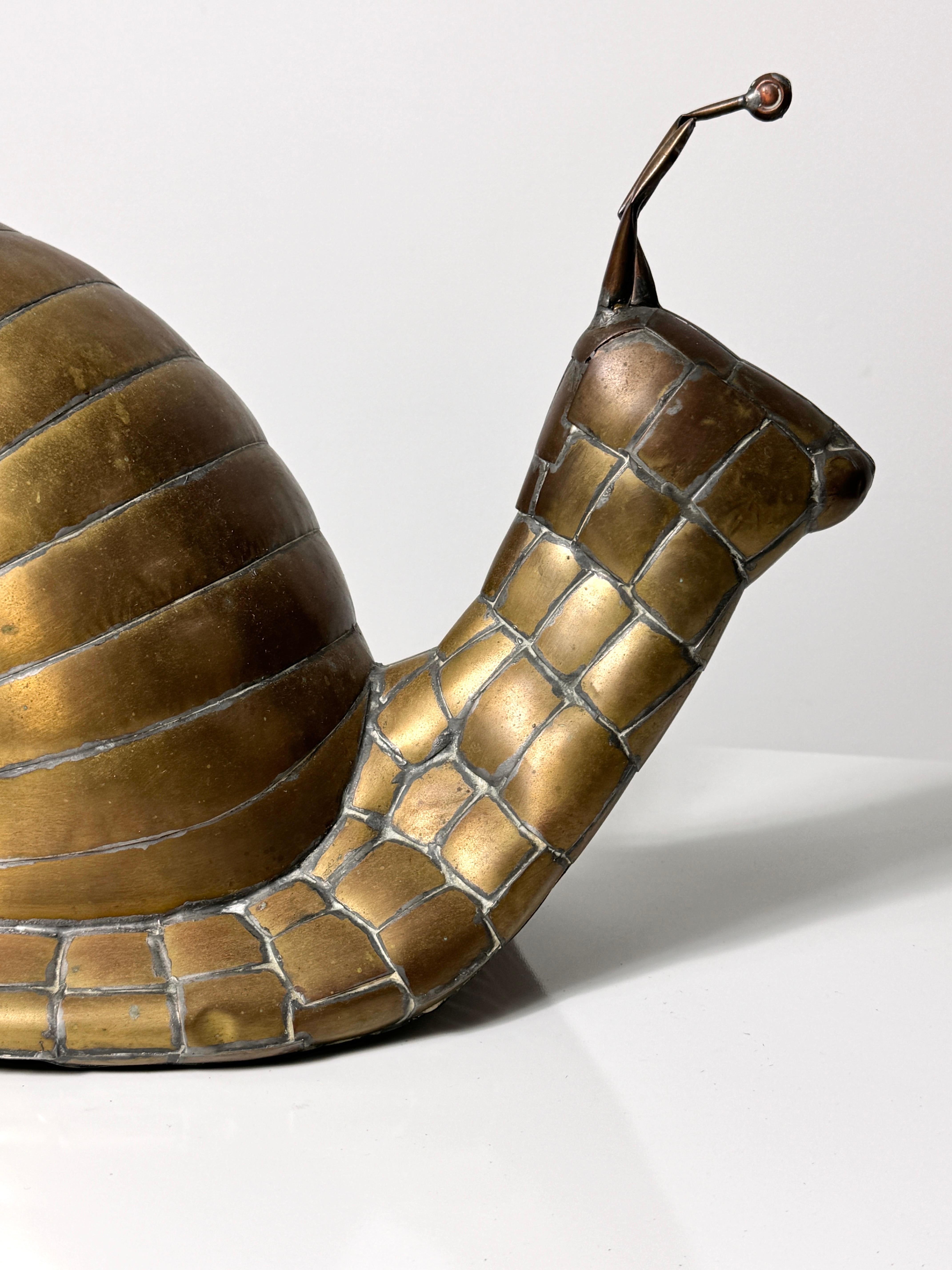 Vintage Sergio Bustamante Brass Snail Sculpture Mexico Mid Century Modern 1970s For Sale 4