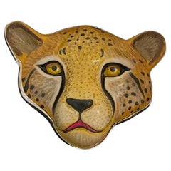 Vintage Sergio Bustamante Designer Signed Cheetah Pendant Brooch Pin