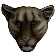 Vintage Sergio Bustamante Designer Signed Lioness Head Pendant Brooch Pin