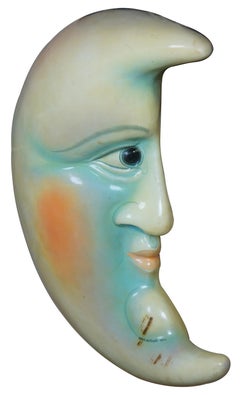 Vintage Sergio Bustamante Papier Mâché Moon Sculpture 86/100