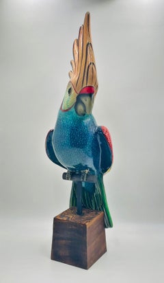 Vintage Sergio Bustamante Papier Mâché Parrot Sculpture, Mexican Modernism
