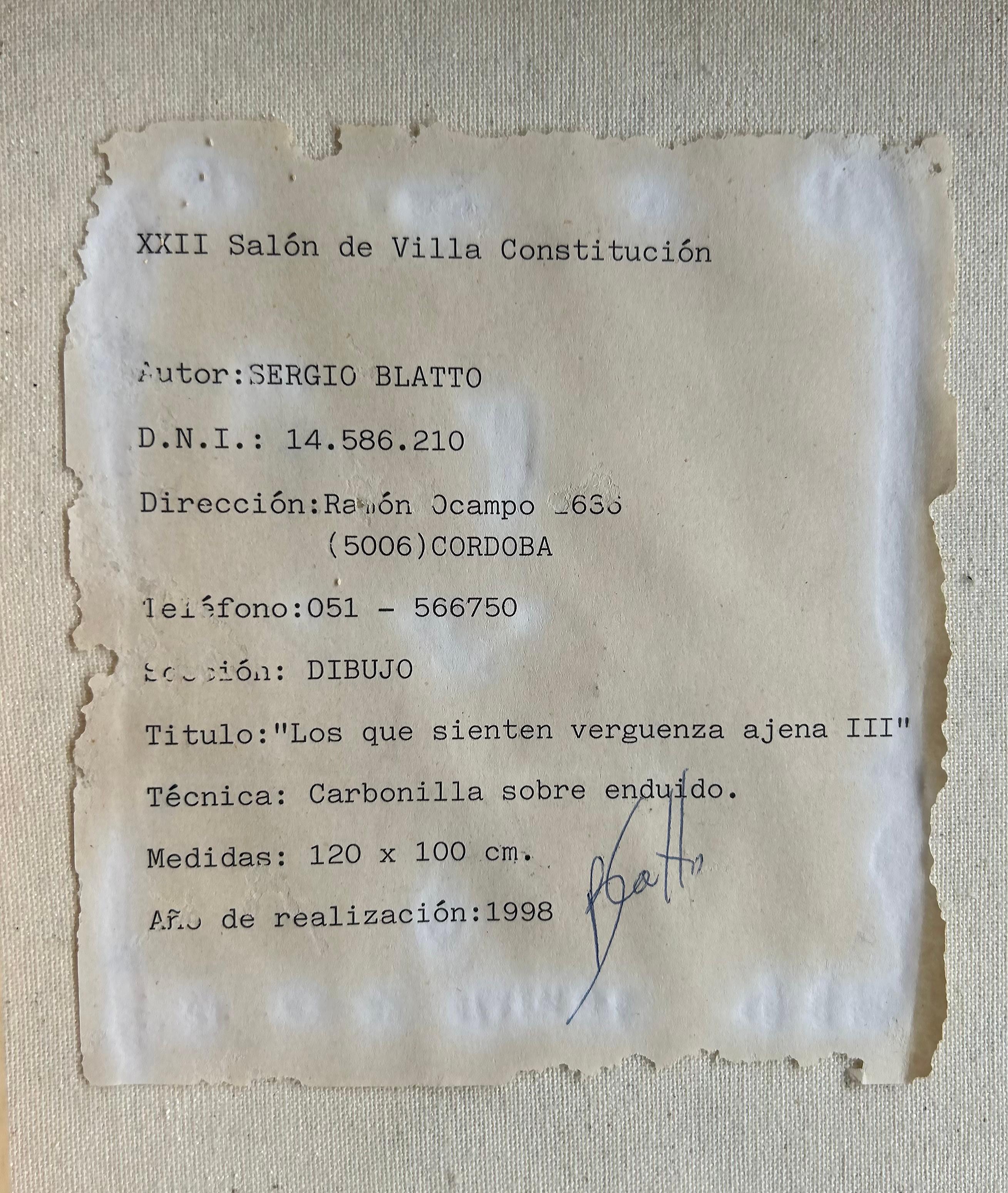 Figuratives Schwarz-Weiß-Gemälde von Sergio Daniel Blatto, Vintage im Angebot 1