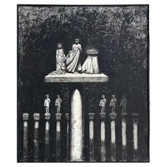 Figuratives Schwarz-Weiß-Gemälde von Sergio Daniel Blatto, Vintage
