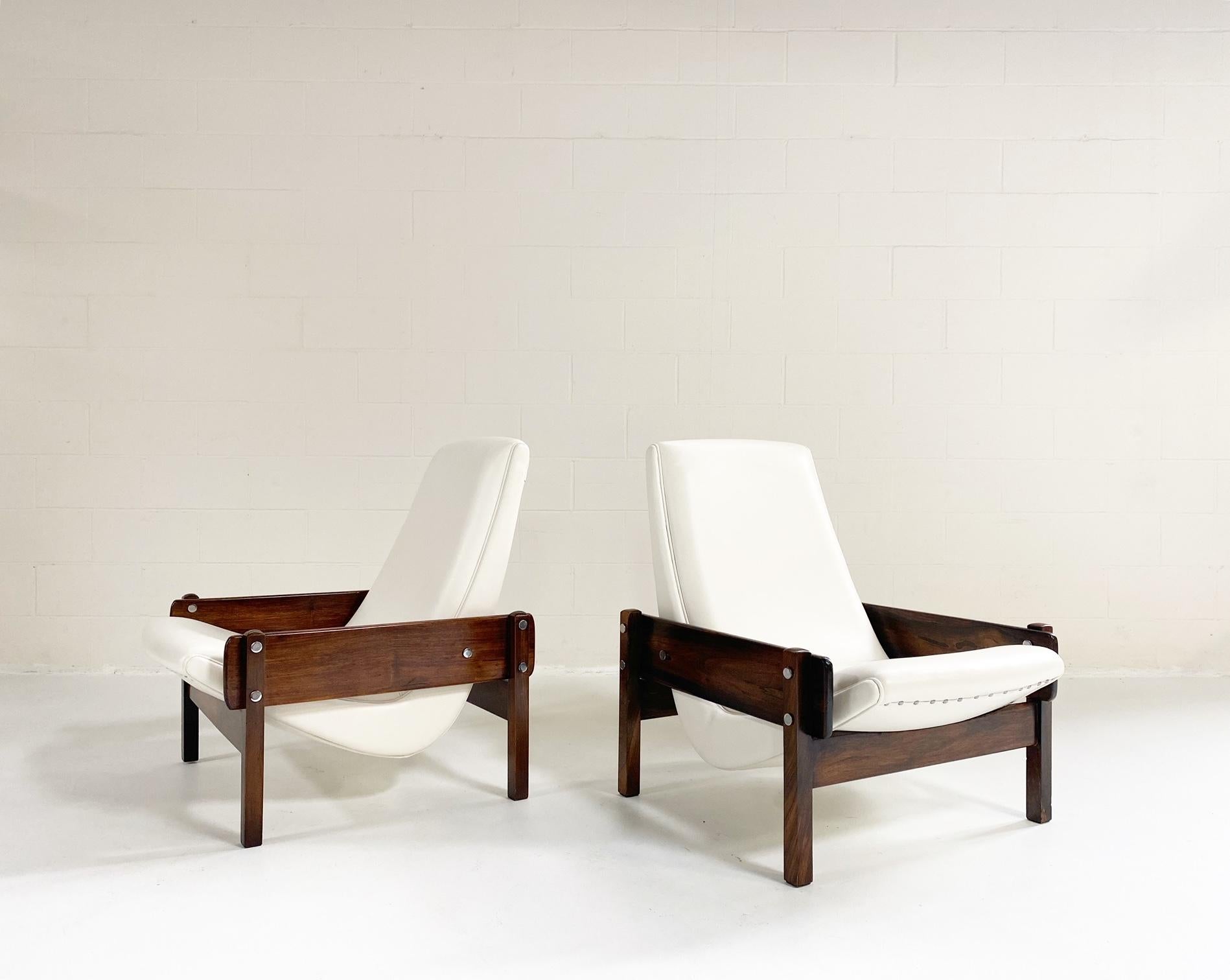 Brazilian Vintage Sergio Rodrigues Vronka Chairs in Leather, Pair