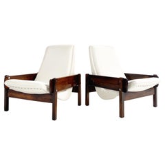 Paire de chaises vintage Sergio Rodrigues Vronka en cuir