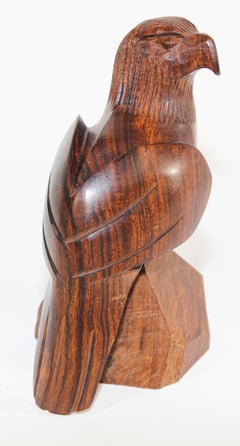 Vintage Sculpture of an American Eagle Carved in Seri Ironwood