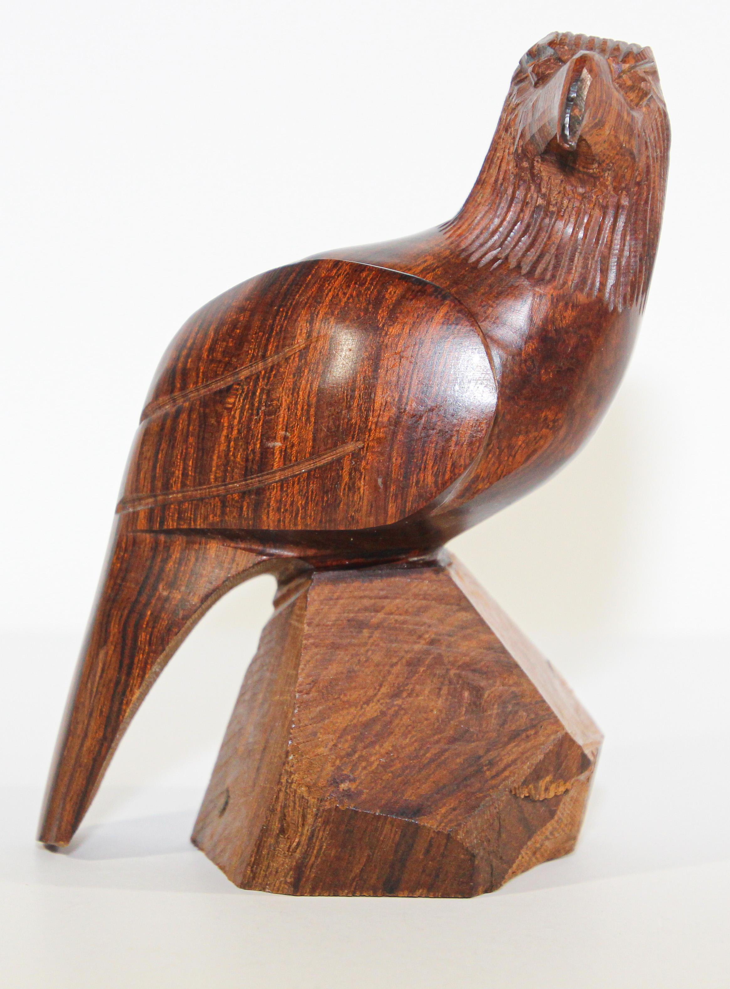 Folk Art Vintage Sculpture of an American Eagle Carved in Seri Ironwood For Sale