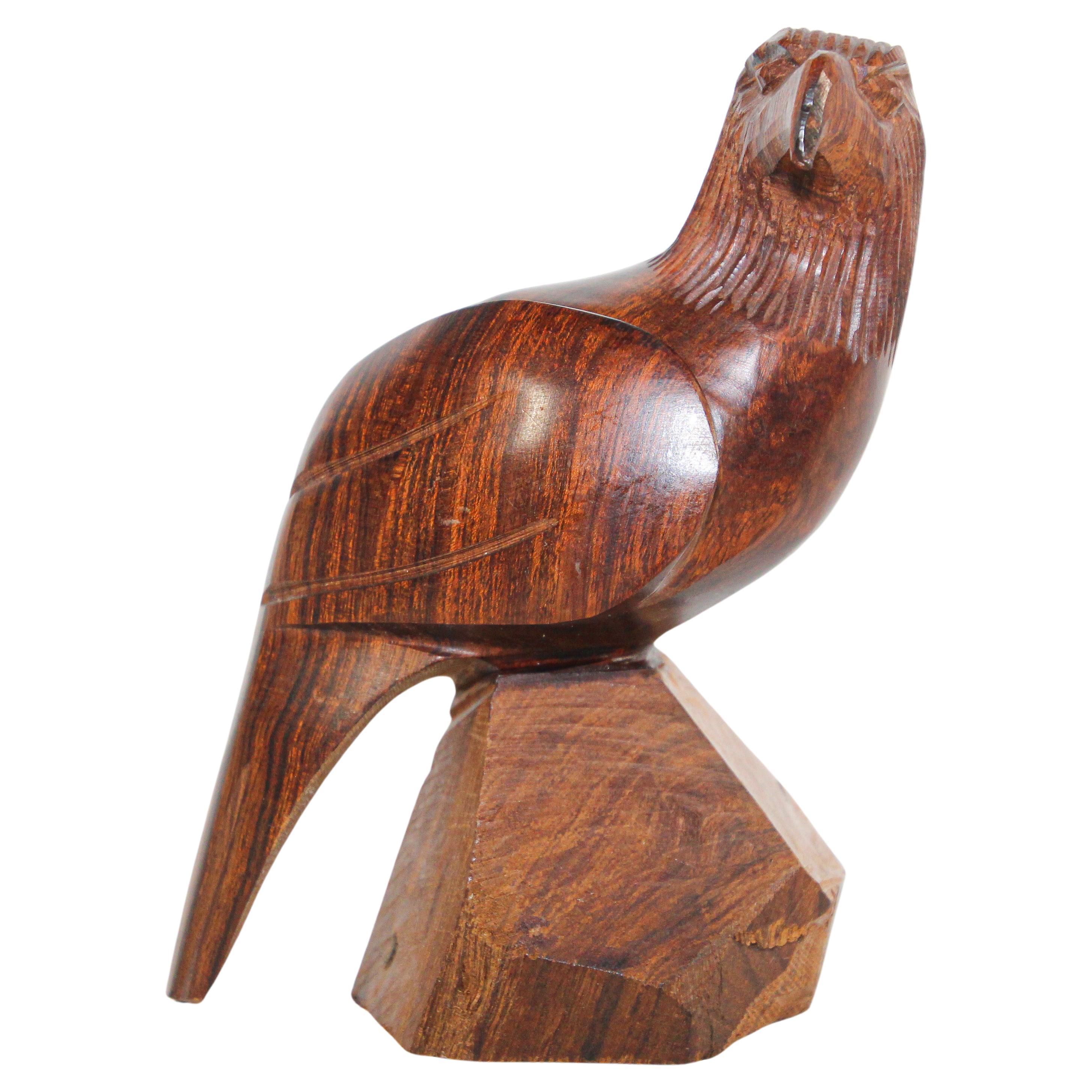 Vintage Sculpture of an American Eagle Carved in Seri Ironwood