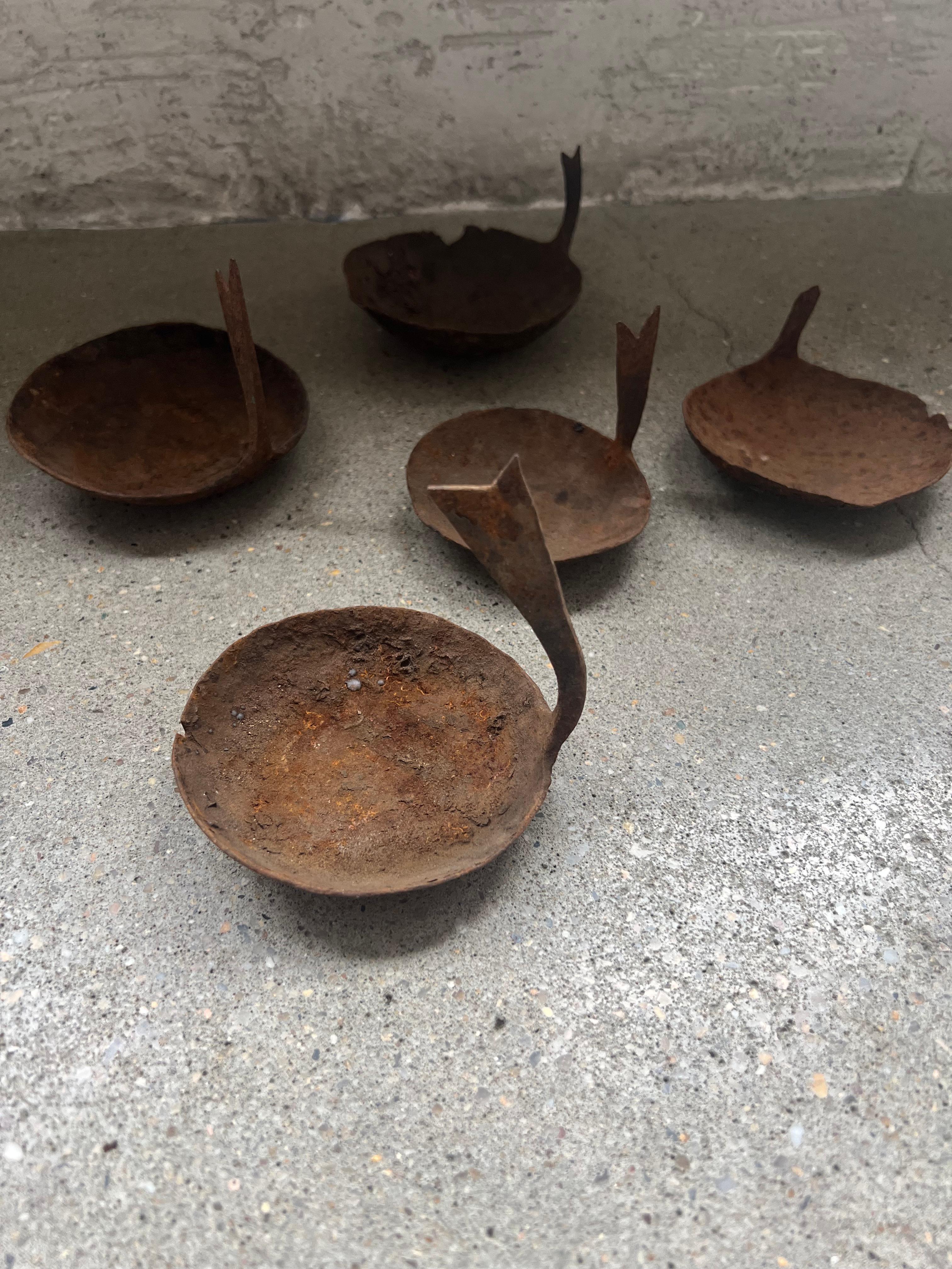 Hand-Crafted Vintage Series of Rust Oil Burners For Sale