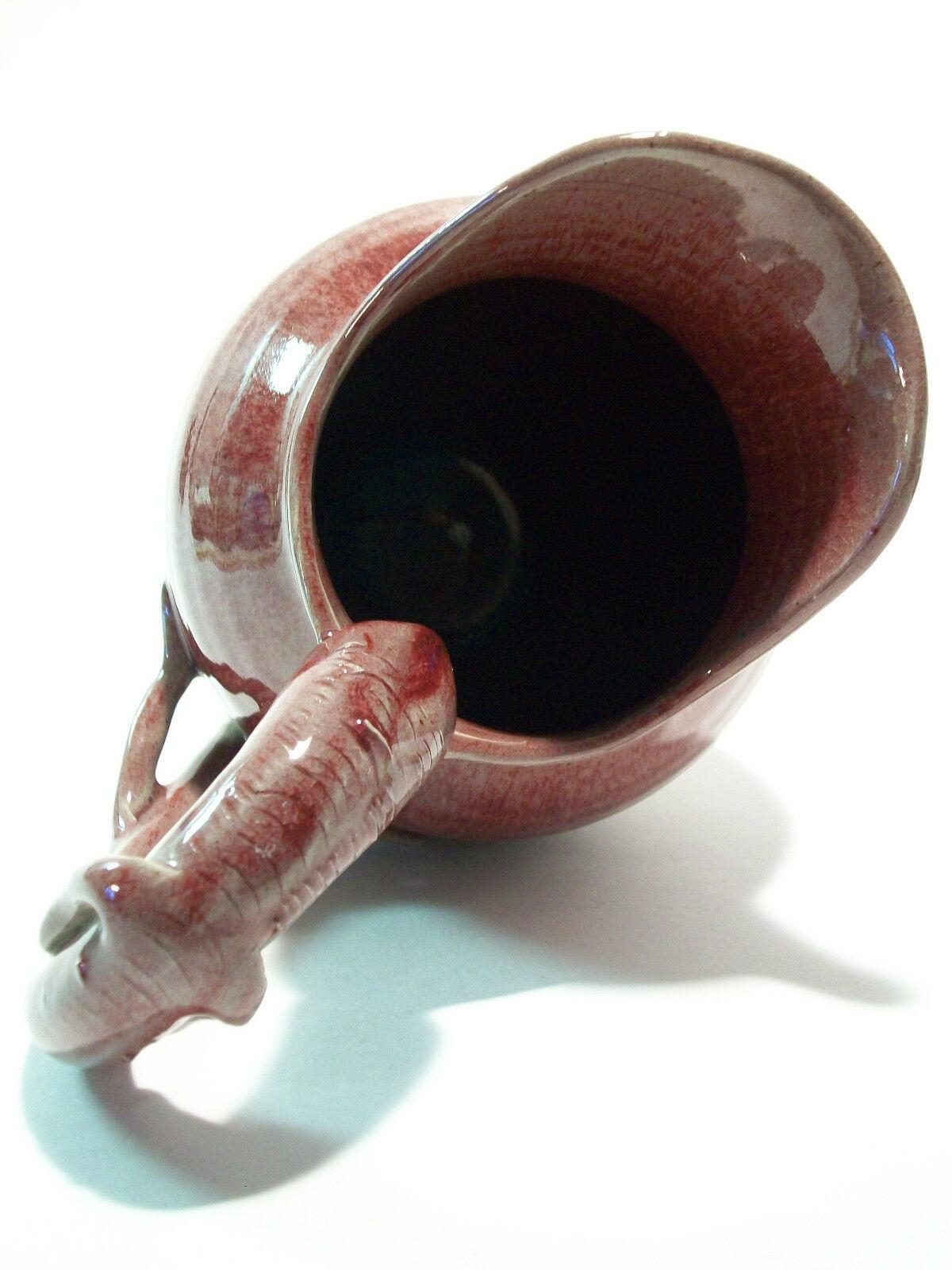 Ceramic Vintage Serpent Handled Studio Pottery Pitcher, Signed, Mid 20th Century For Sale