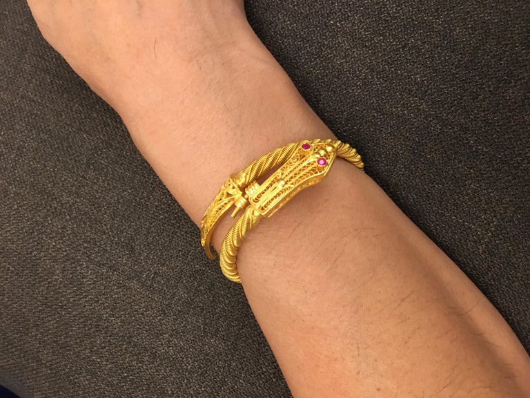 Vintage Serpenti 21kt Solid Gold Cuff Bracelet Dating Back to Early 1960s For Sale 1