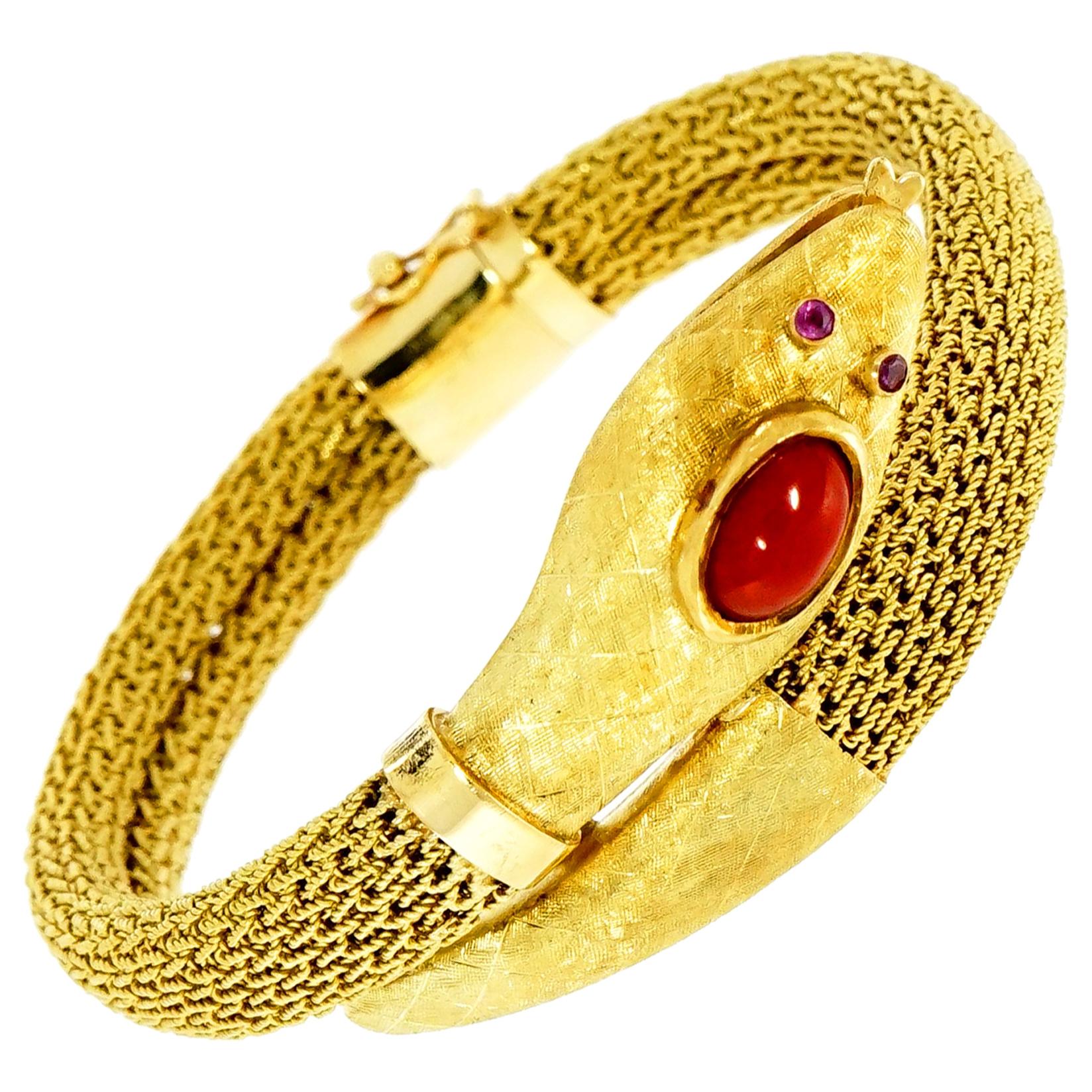 Vintage Serpenti Yellow Gold Mesh Bracelet
