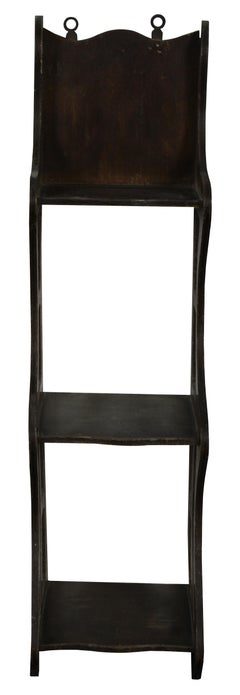 Vintage Serpentine 3 Tier Wall Hanging Curio Display Trinket Shelf Wood