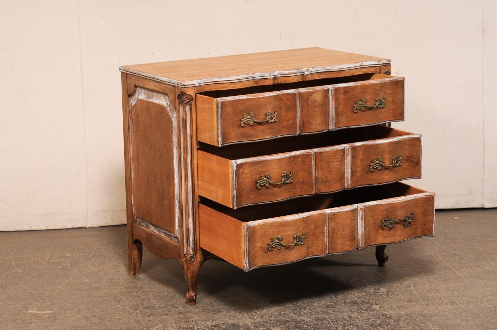 American Vintage Serpentine Commode w/Rococo Pulls For Sale