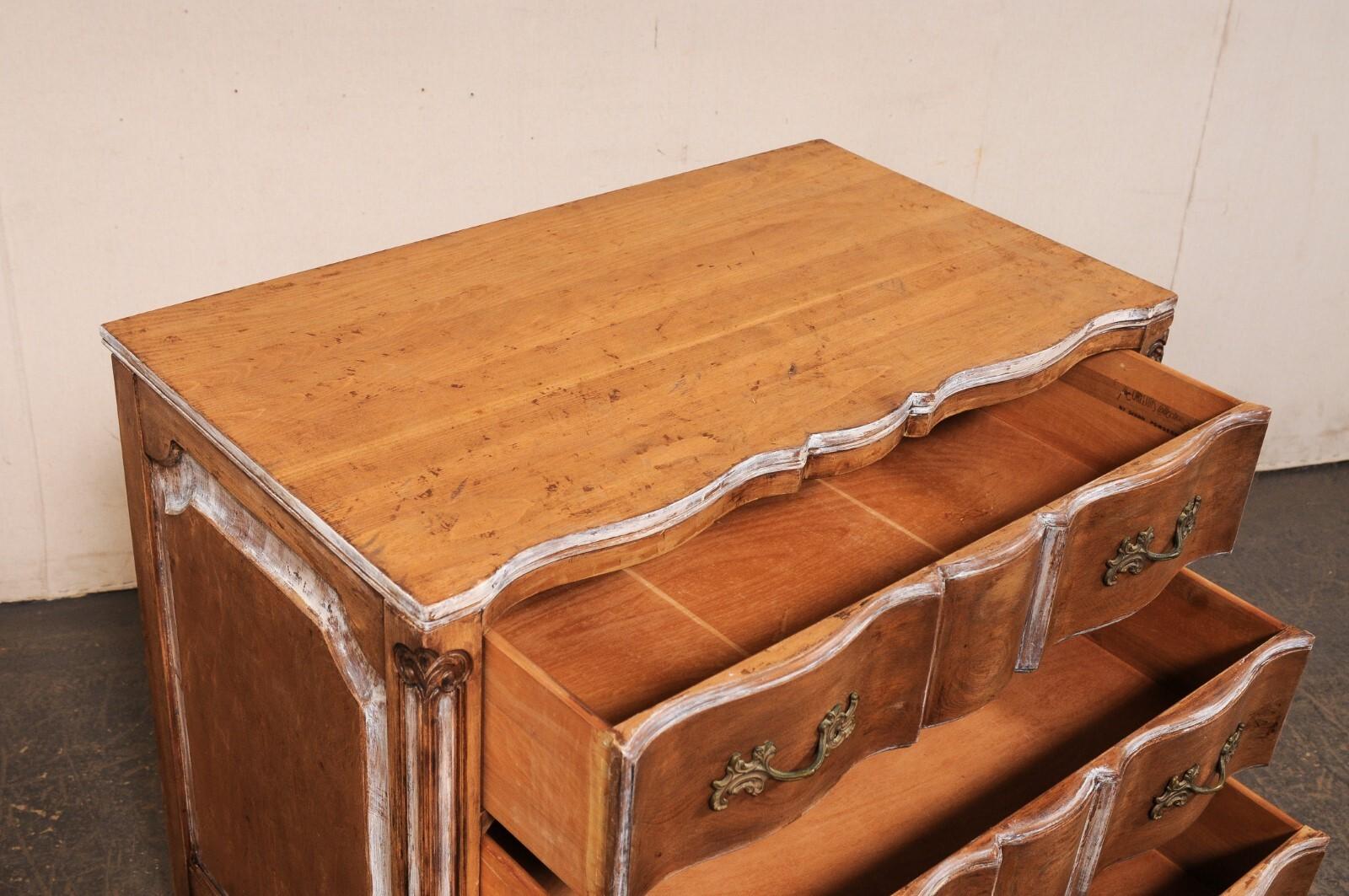 20th Century Vintage Serpentine Commode w/Rococo Pulls For Sale