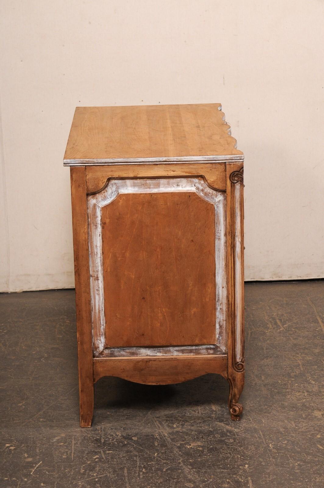 Wood Vintage Serpentine Commode w/Rococo Pulls For Sale