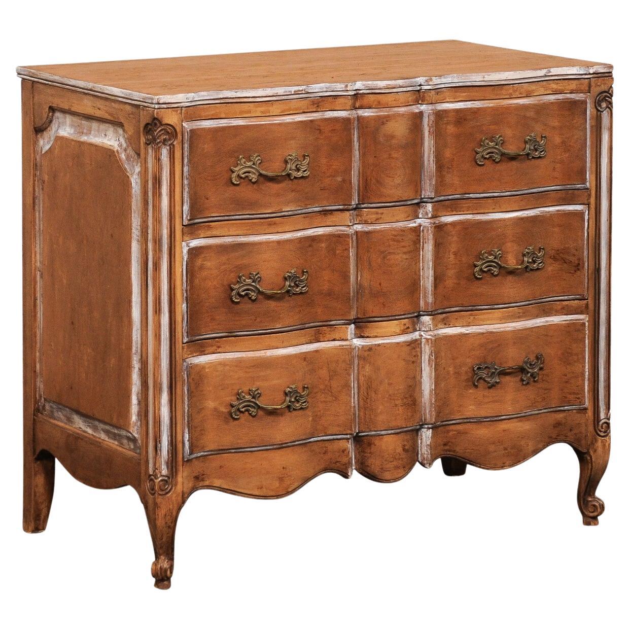 Vintage Serpentine Commode w/Rococo Pulls