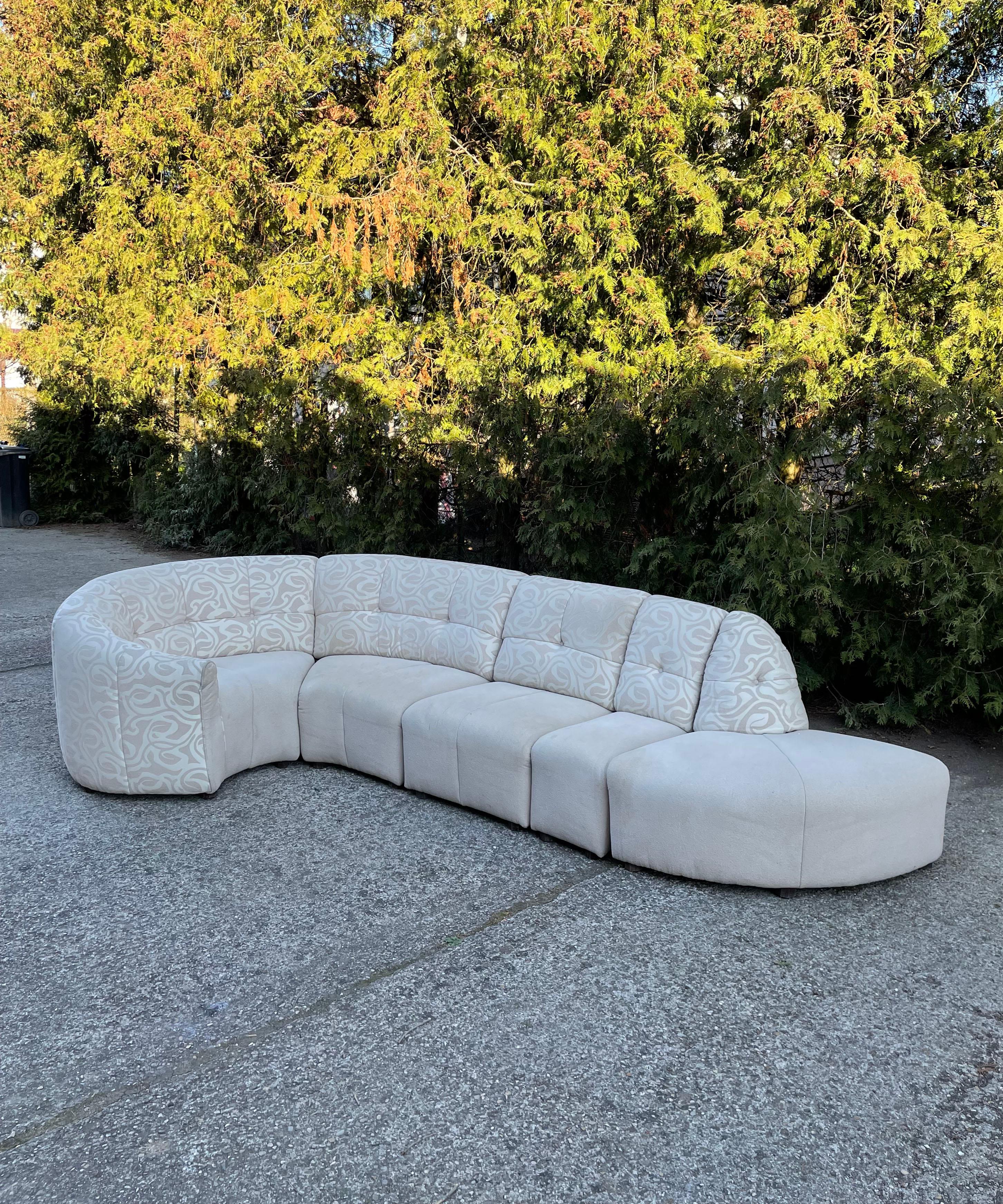 Late 20th Century Vintage Serpentine Curved 5-Piece Sectional Sofa, Vladimir Kagan Style, 1980s