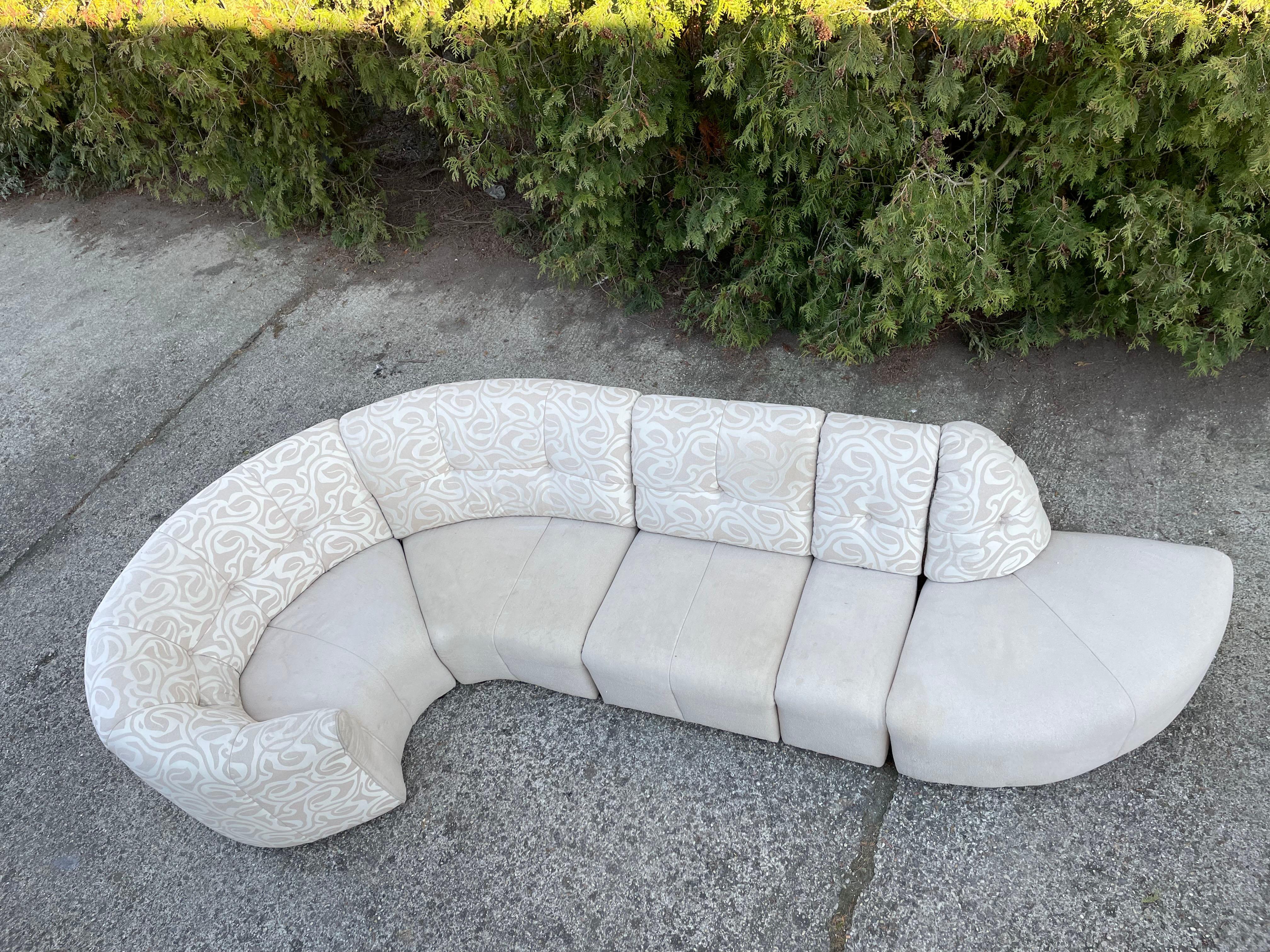 Vintage Serpentine Curved 5-Piece Sectional Sofa, Vladimir Kagan Style, 1980s 1