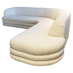 Vintage Serpentine Sectional Sofa in Ivory Boucle
