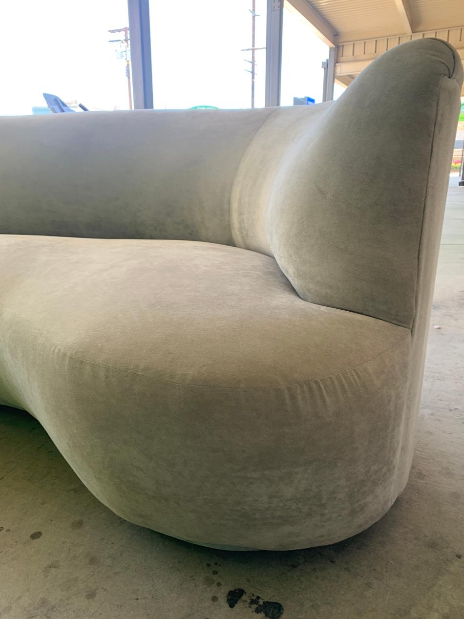 Mid-Century Modern Vintage Serpentine Sofa with Plinth Base