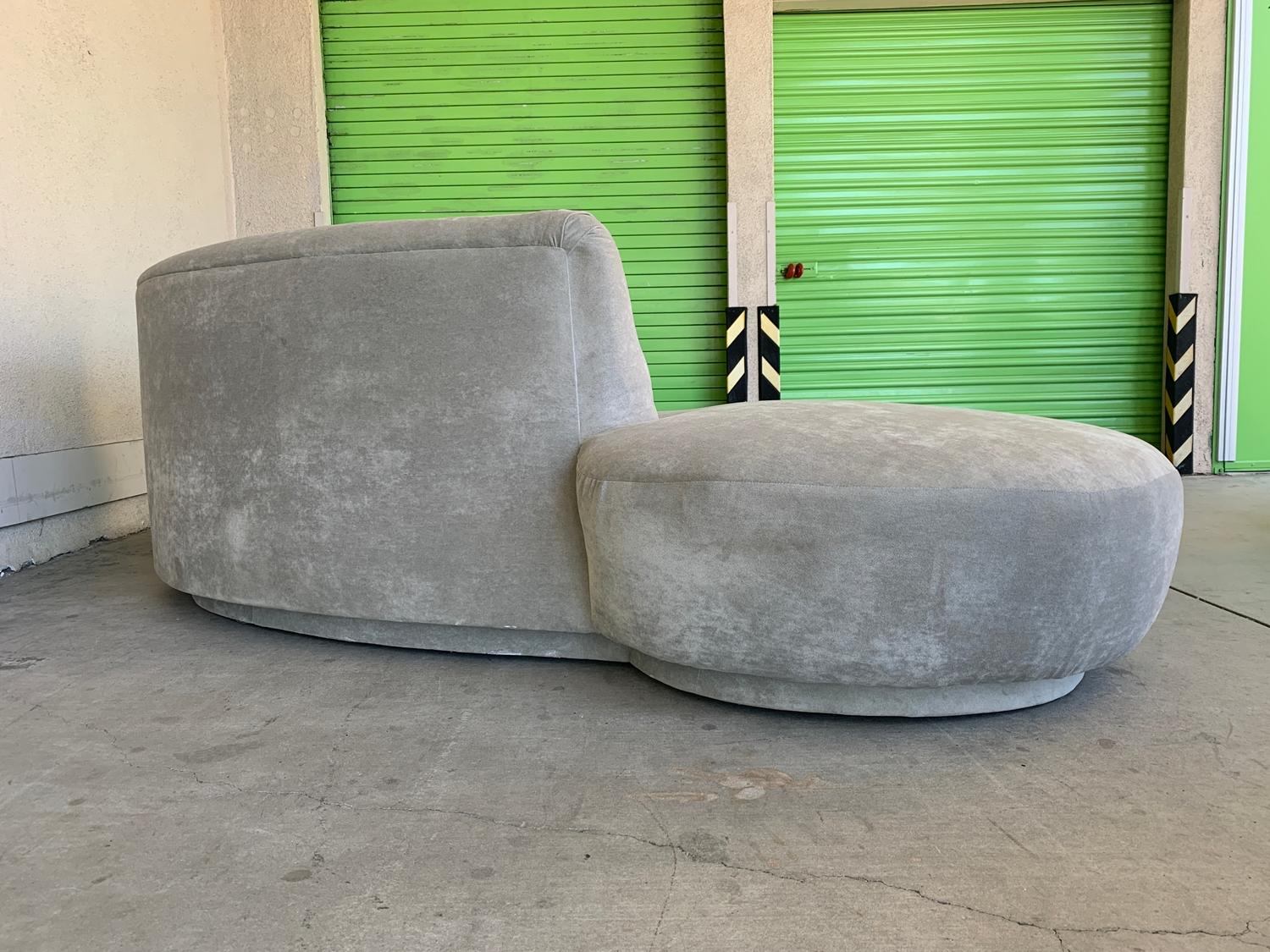 Textile Vintage Serpentine Sofa with Plinth Base