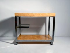Vintage Burl Wood Server Bar Cart Attributed to Milo Baughman