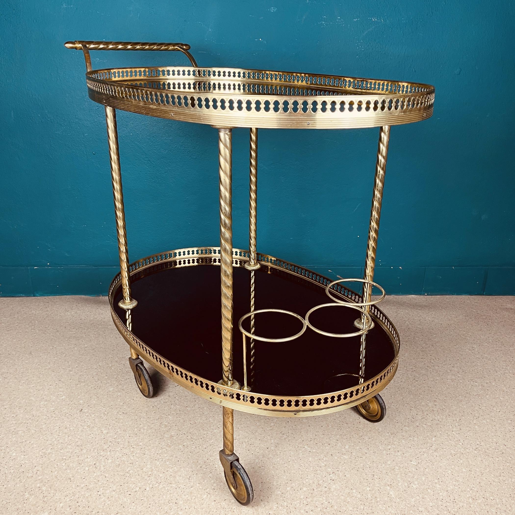 Brass Vintage Serving Bar Cart Italy 1960s