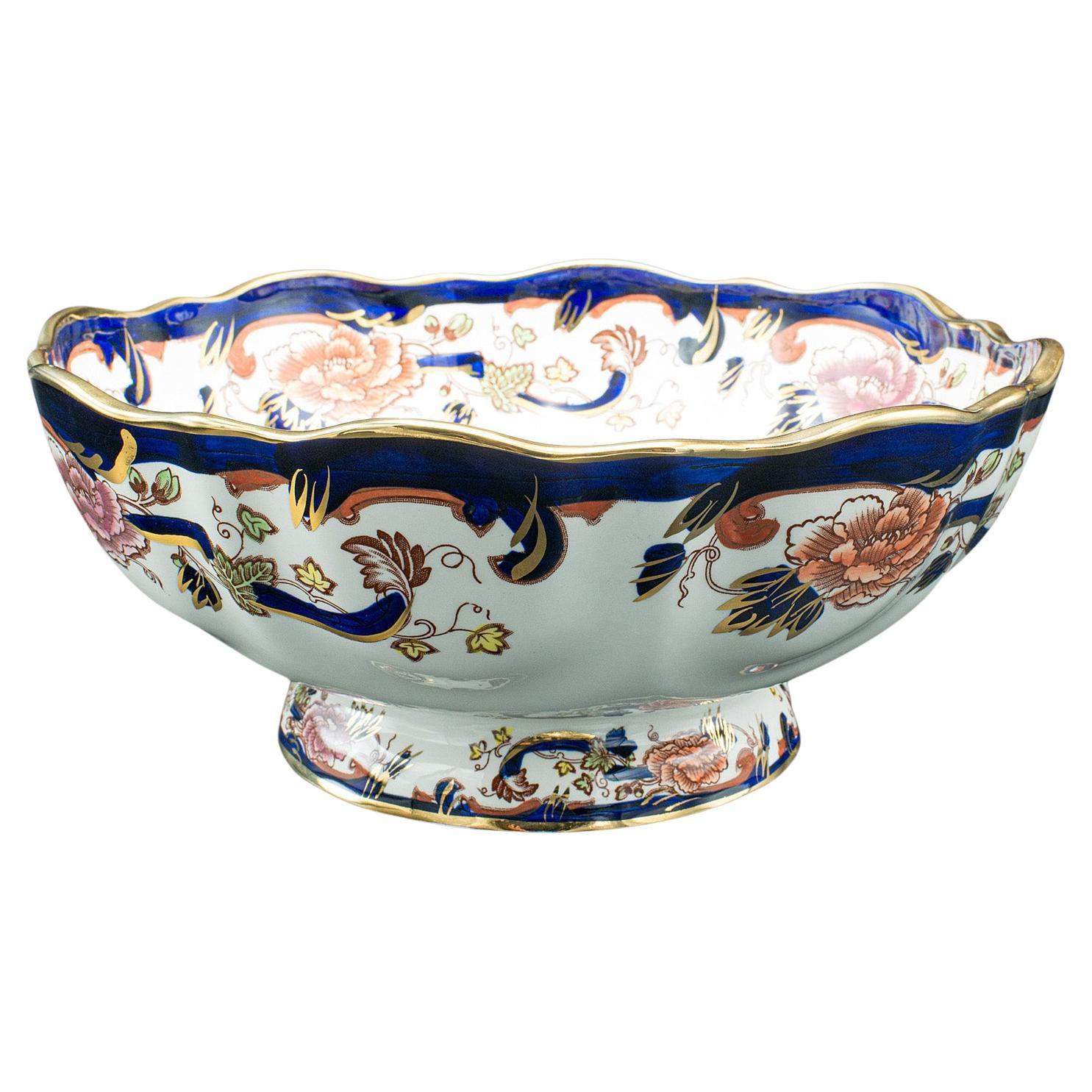 Vintage Serving Bowl, English, Ceramic, Decorative Fruit Dish, Late 20th Century For Sale