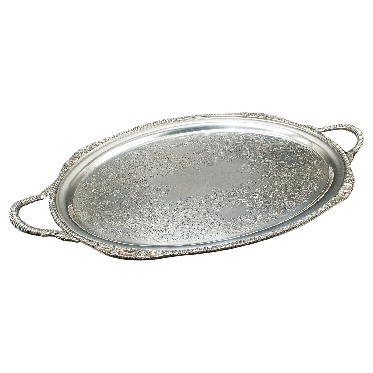 Vintage Serviertablett, amerikanisch, Silberplatte, Nachmittagstee, Cocktailteller