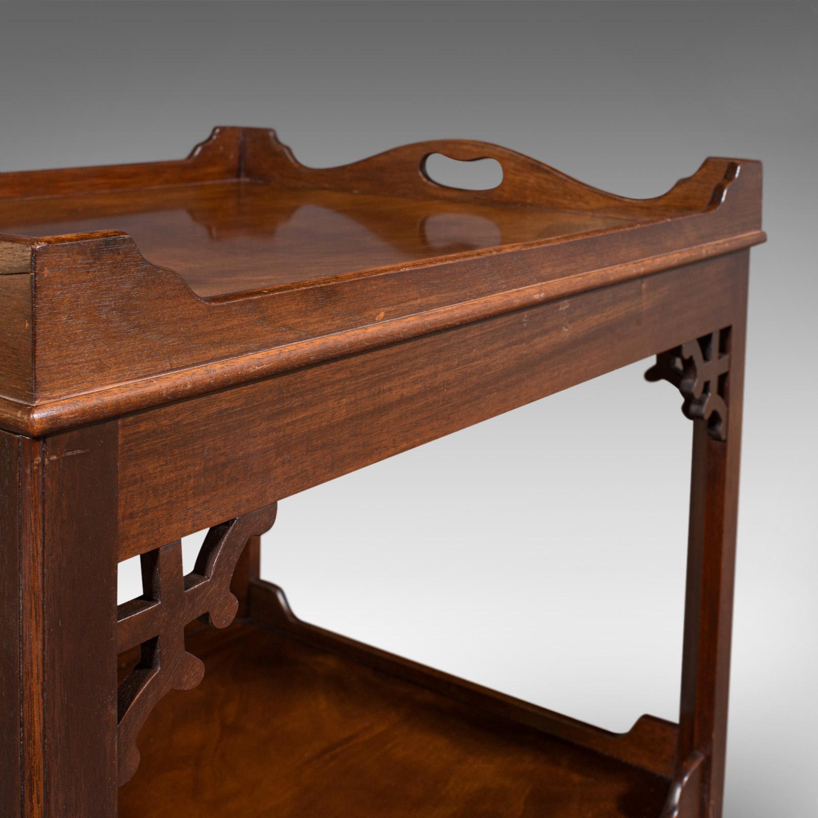 Vintage Serviertablett-Tisch, englisch, Nachmittags-Tee, Ständer, Chippendale-Revival (Holz)