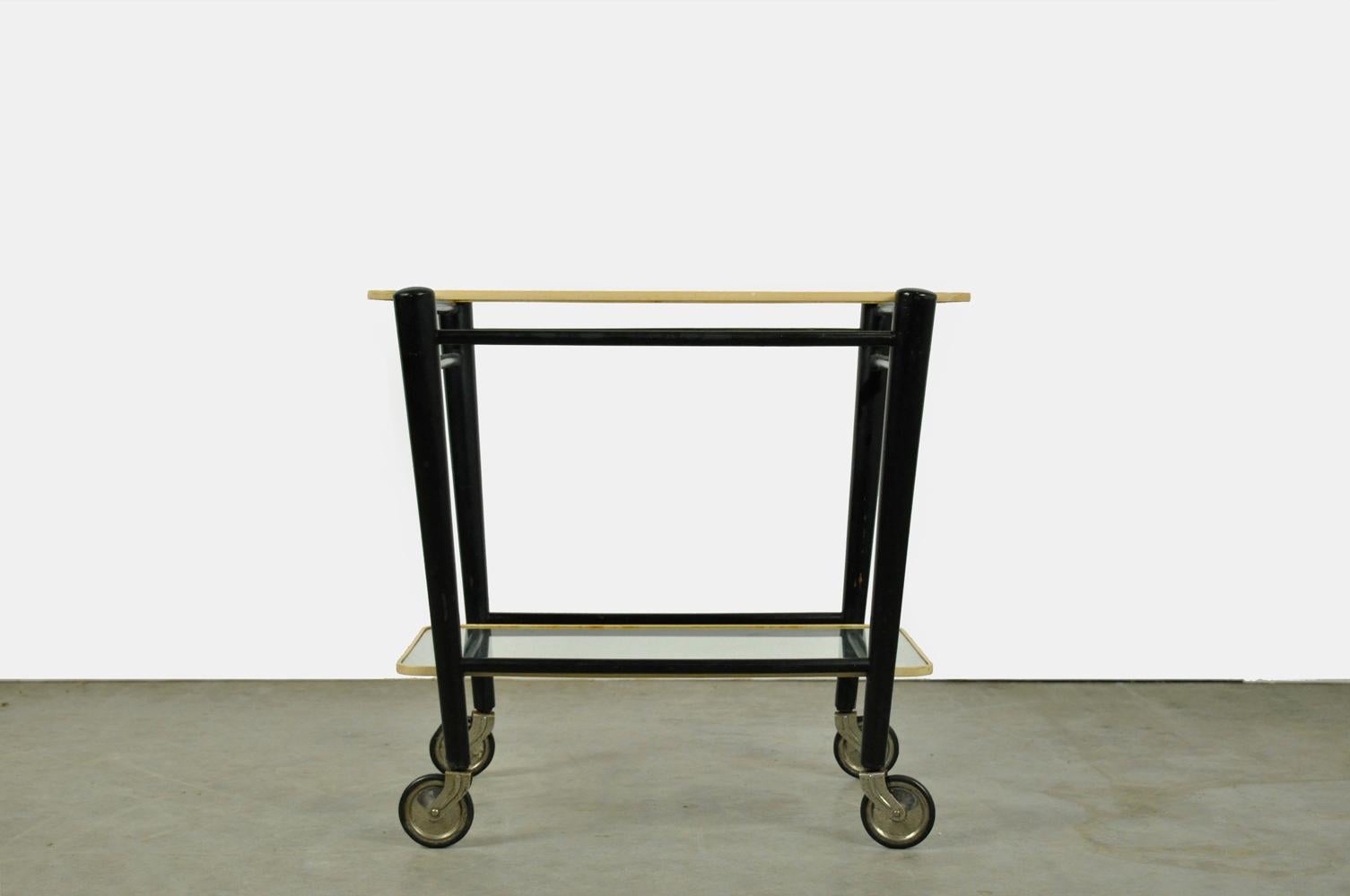 Lacquered Vintage serving trolley by the former Dutch furniture manufacturer Coja, 1950s For Sale