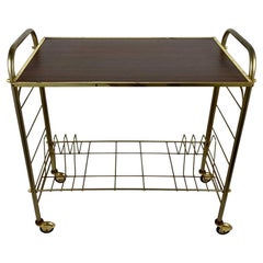 Used Serving Trolley in Gilt Brass on Wheels, Germany, 1970s