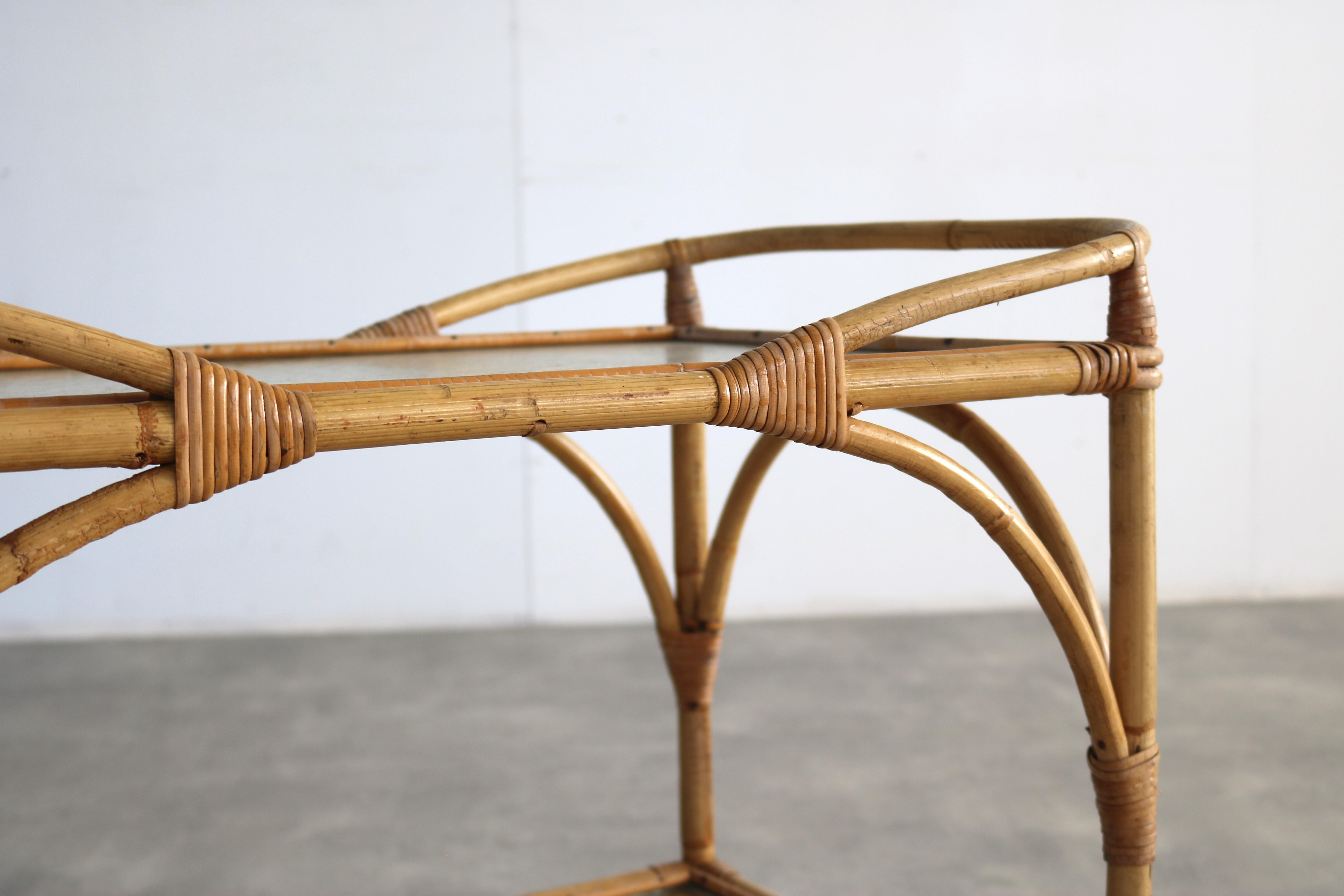 Bamboo vintage serving trolley | side table | 60s | Sweden For Sale