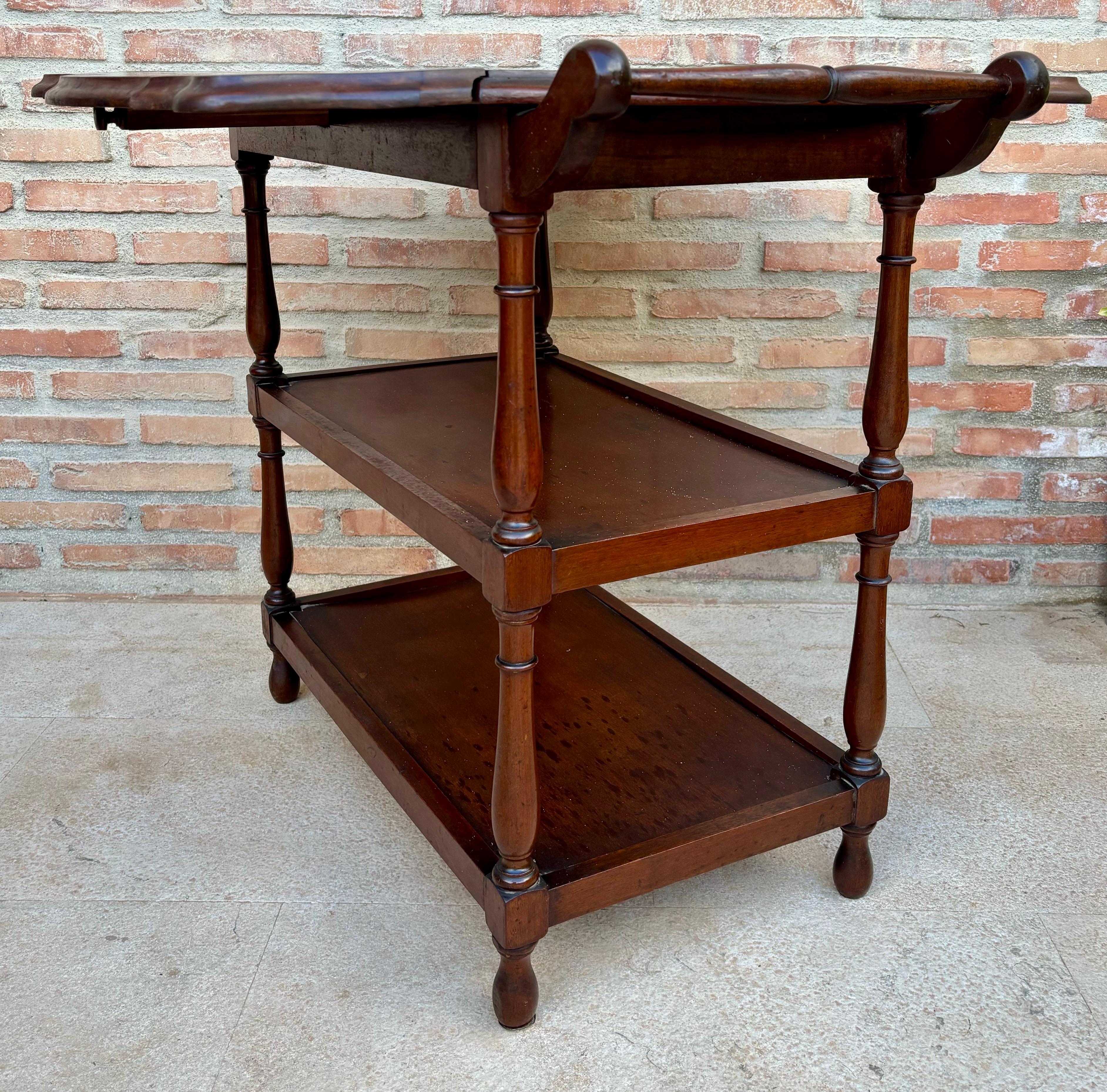 Vintage Serving Trolley with Wheels and Wings, 1970s In Good Condition For Sale In Miami, FL