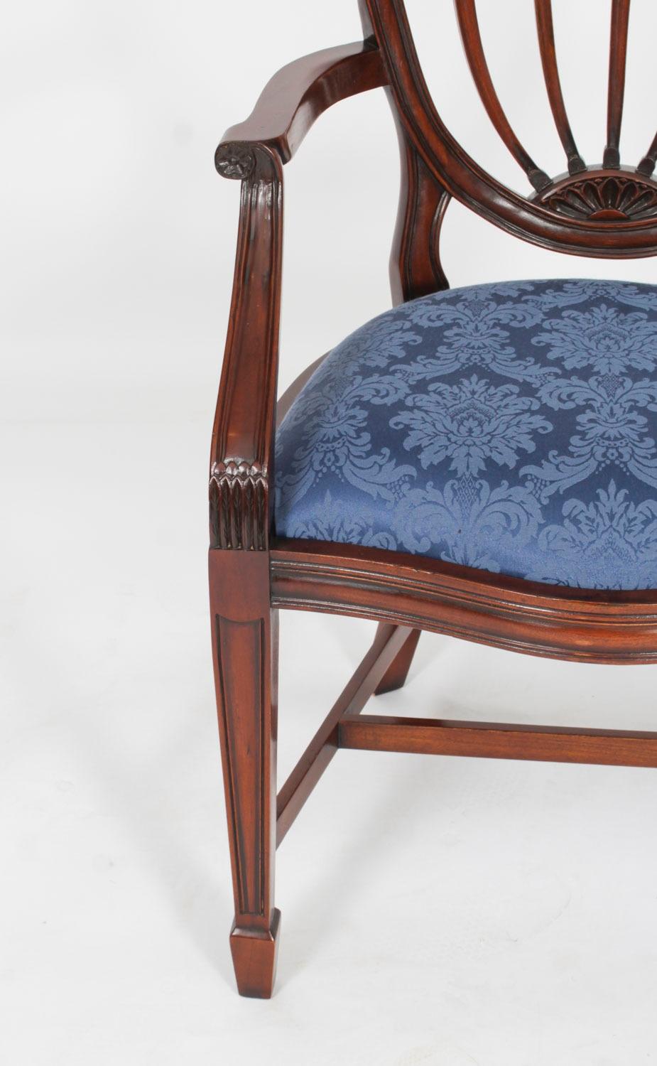 Vintage Set 10 English Hepplewhite Revival Dining Chairs 20th Century For Sale 6