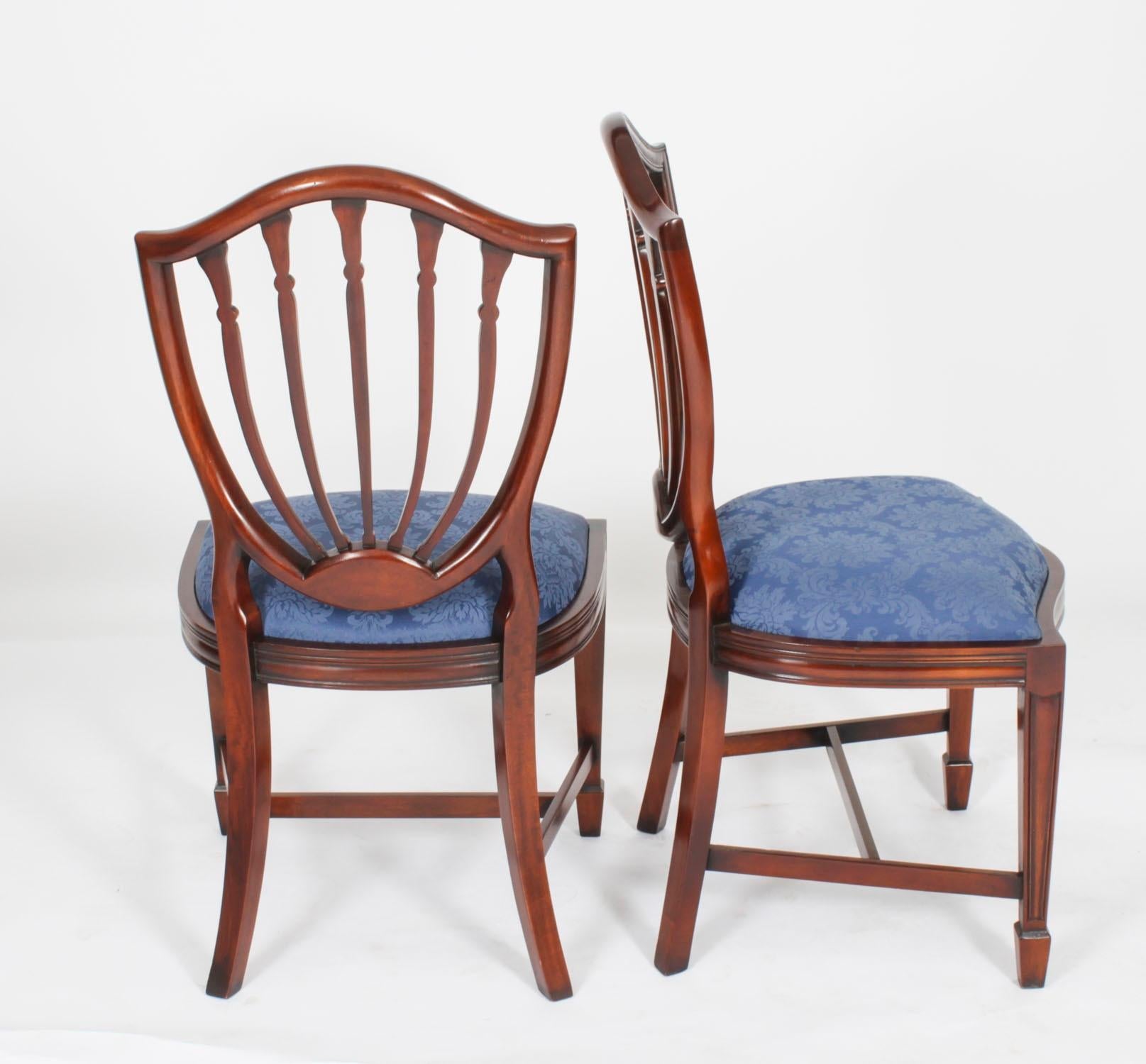 Vintage Set 10 English Hepplewhite Revival Dining Chairs 20th Century For Sale 9