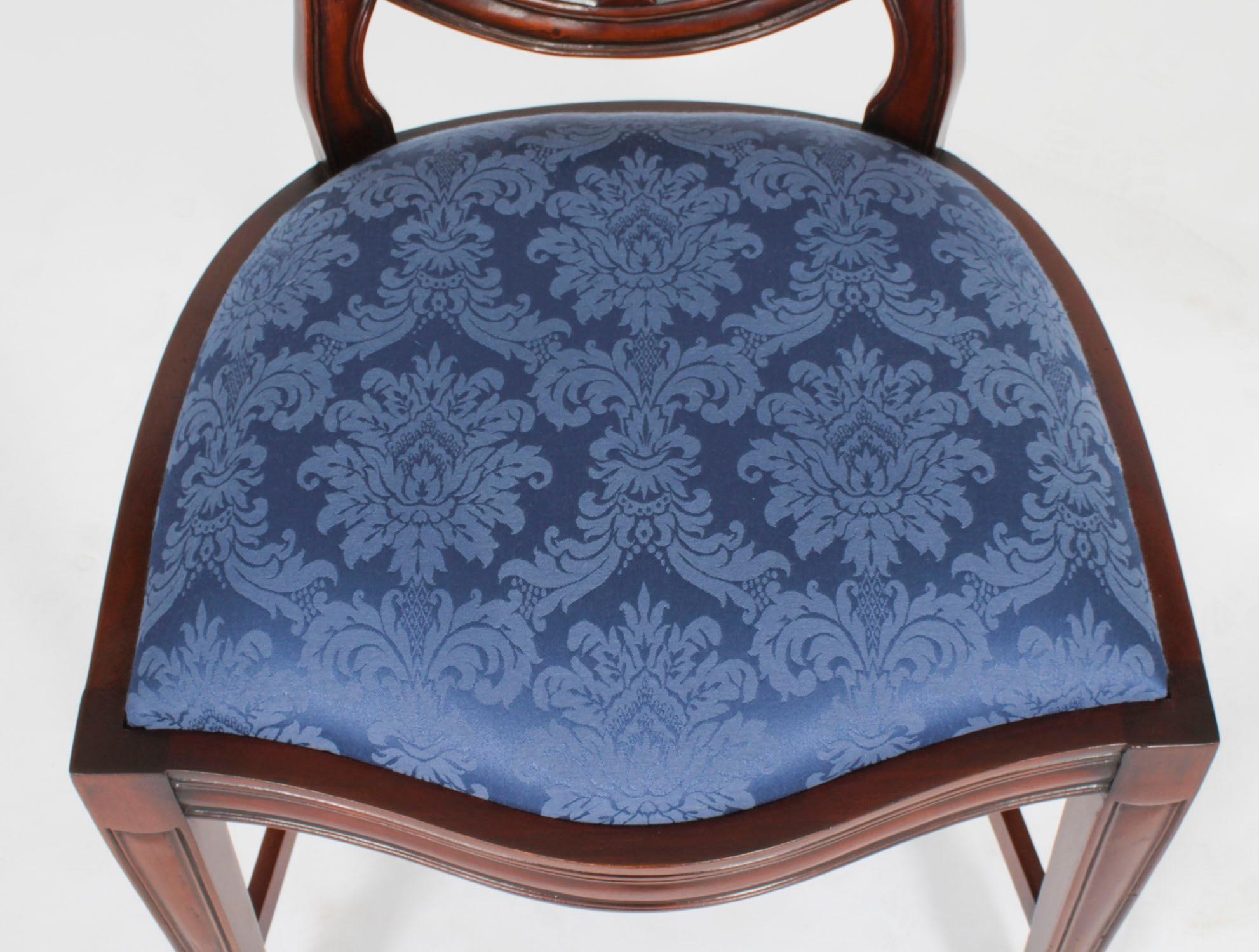 Vintage Set 10 English Hepplewhite Revival Dining Chairs 20th Century For Sale 13