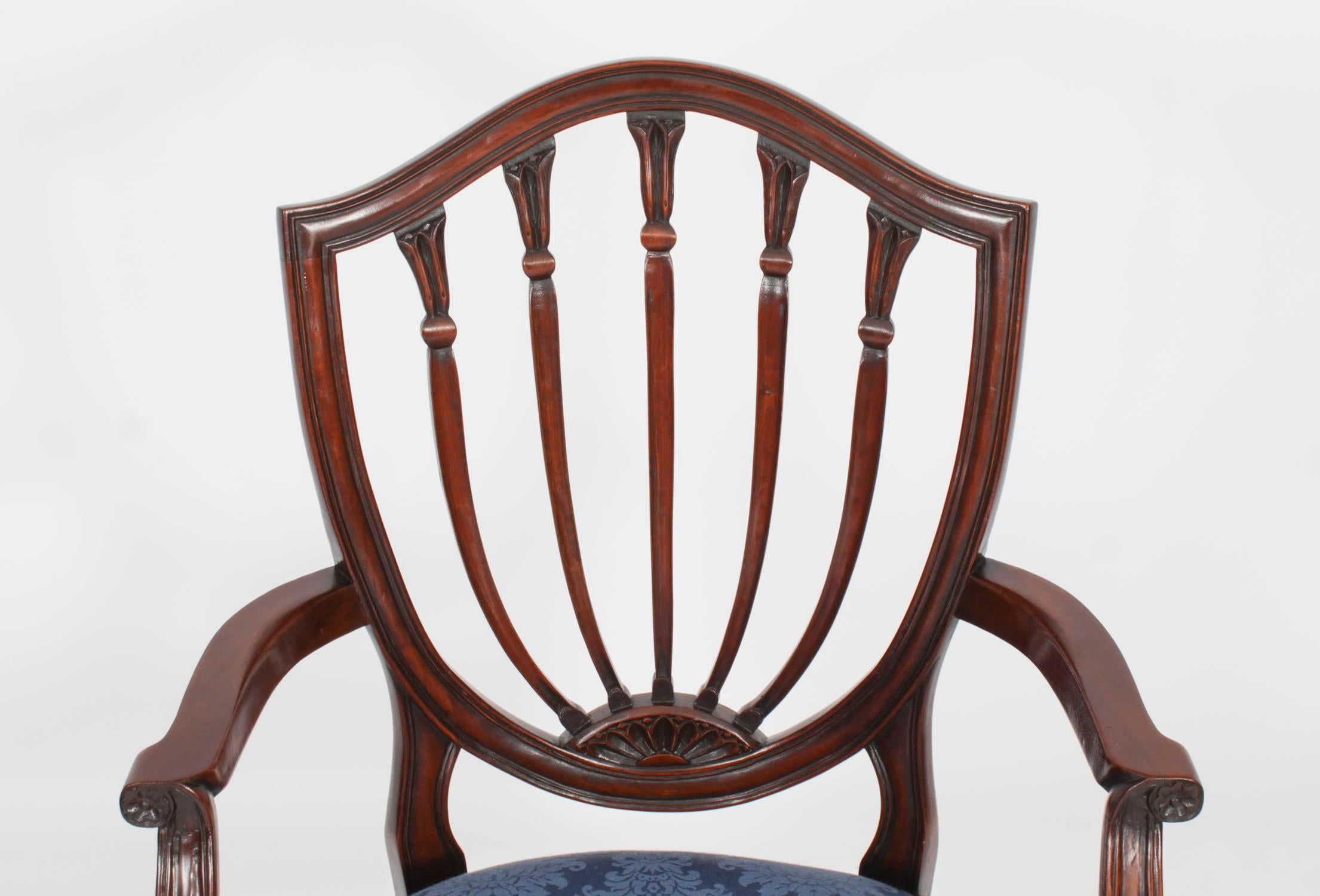 Vintage Set 10 English Hepplewhite Revival Dining Chairs 20th Century For Sale 1