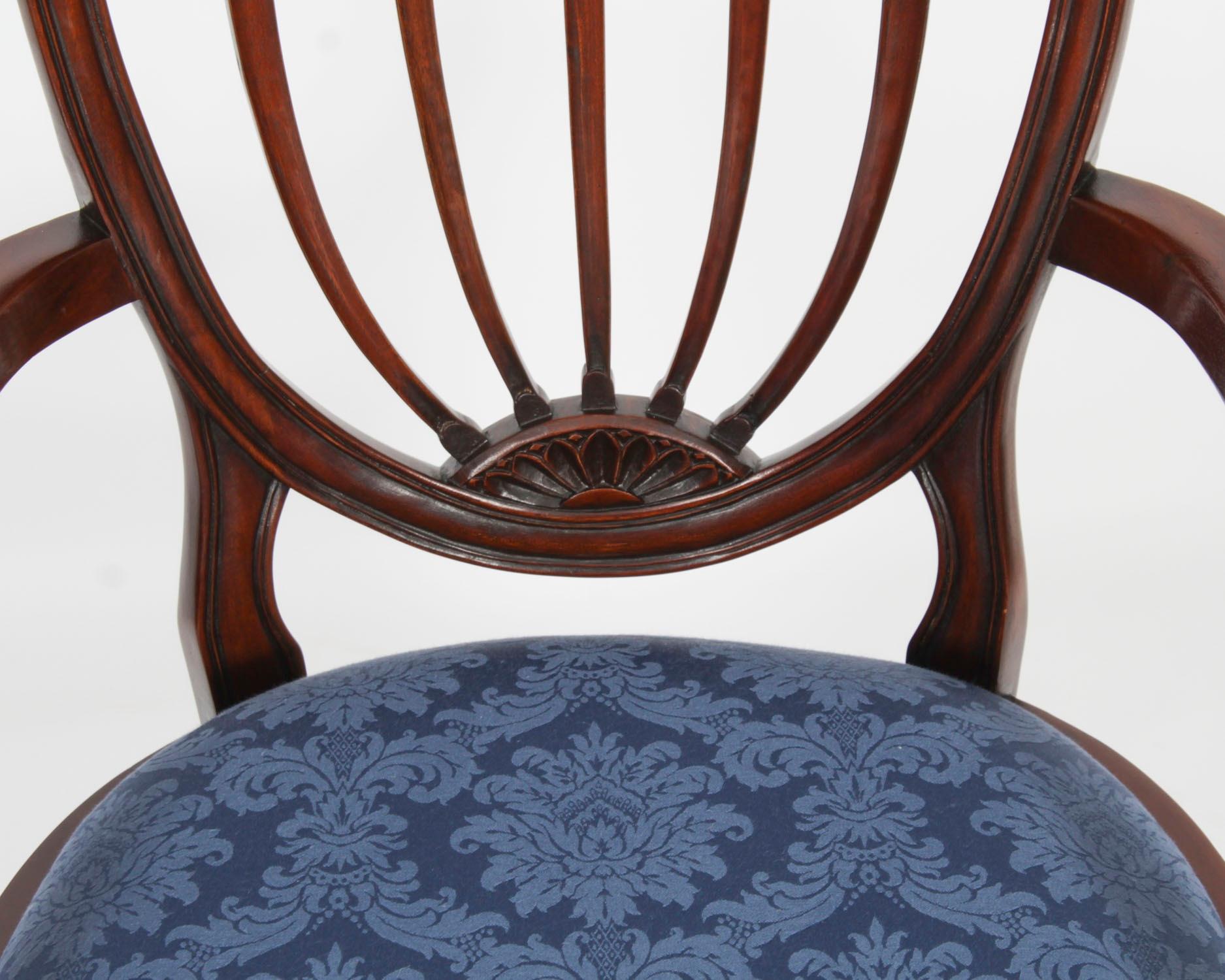 Vintage Set 10 English Hepplewhite Revival Dining Chairs 20th Century For Sale 2