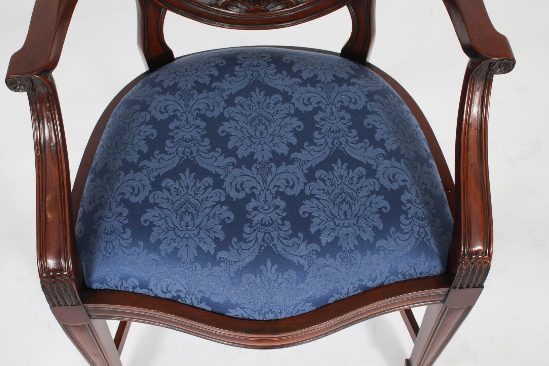 Vintage Set 10 English Hepplewhite Revival Dining Chairs 20th Century For Sale 3