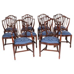 Conjunto Vintage 10 Sillas de Comedor Inglesas Hepplewhite Revival Siglo XX