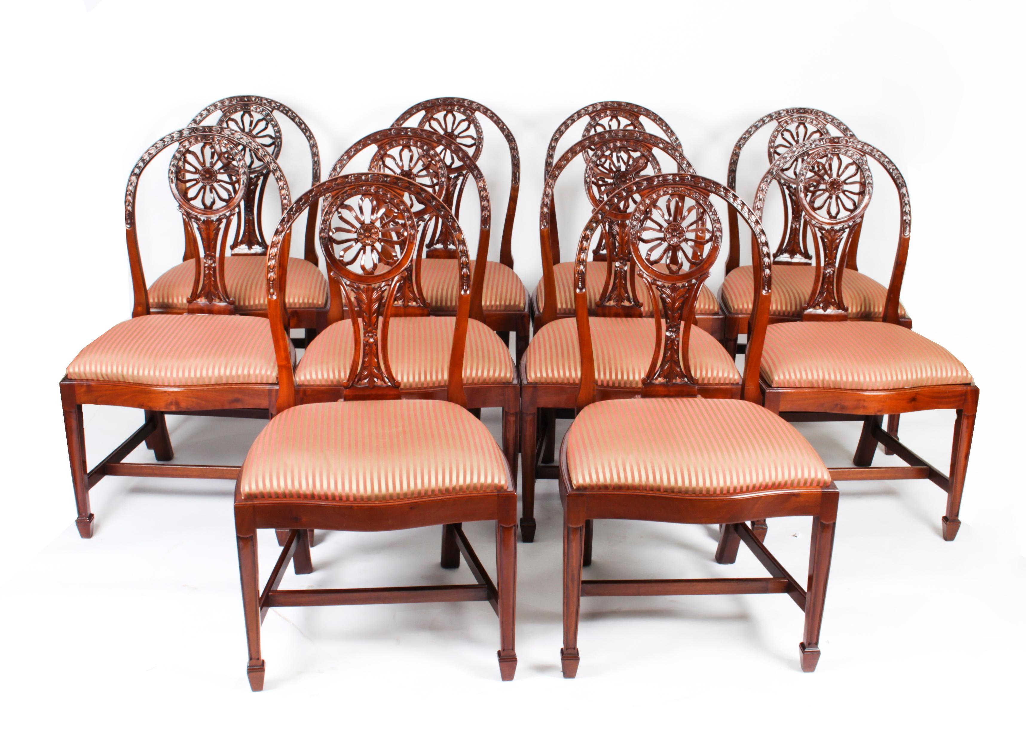 Vintage Set 10 English Mahogany Regency Dining Chairs Mid 20th Century For Sale 8