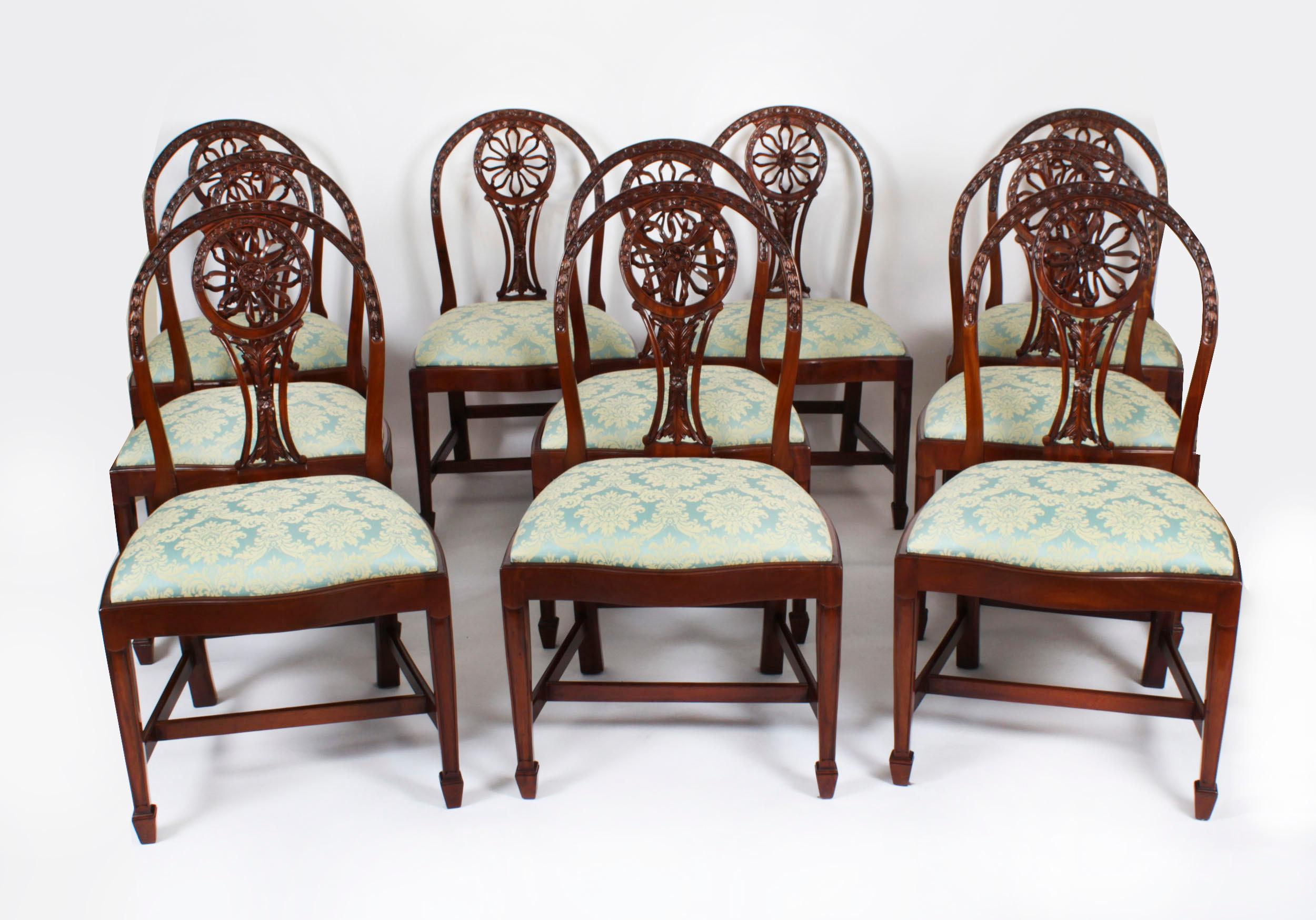 Vintage Set 10 English Mahogany Regency Dining Chairs Mid 20th Century For Sale 12