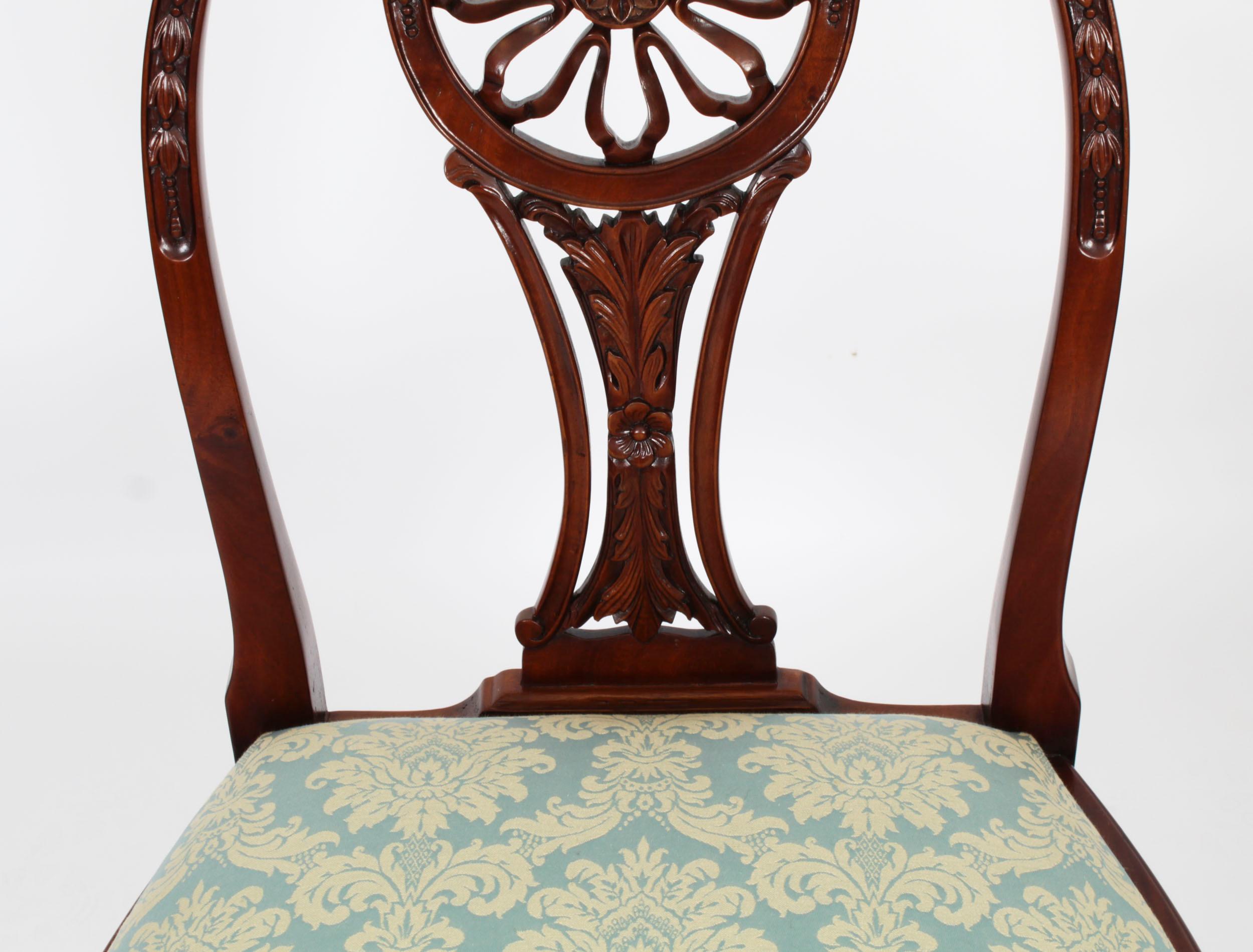 Vintage Set 10 English Mahogany Regency Dining Chairs Mid 20th Century For Sale 4